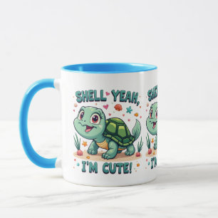 Cute Kawaii Turtle with Funny Pun Ocean Aesthetic Mug