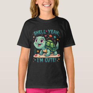 Cute Kawaii Turtle with Funny Pun Ocean Aesthetic T-Shirt