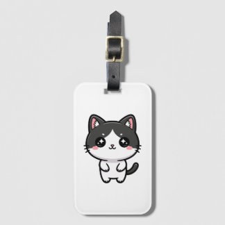 Cute Kawaii Tuxedo Cat Standing Character Luggage Tag