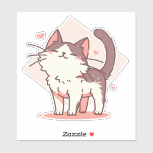 Cute Kawaii Tuxedo Cat with Hearts on Pink