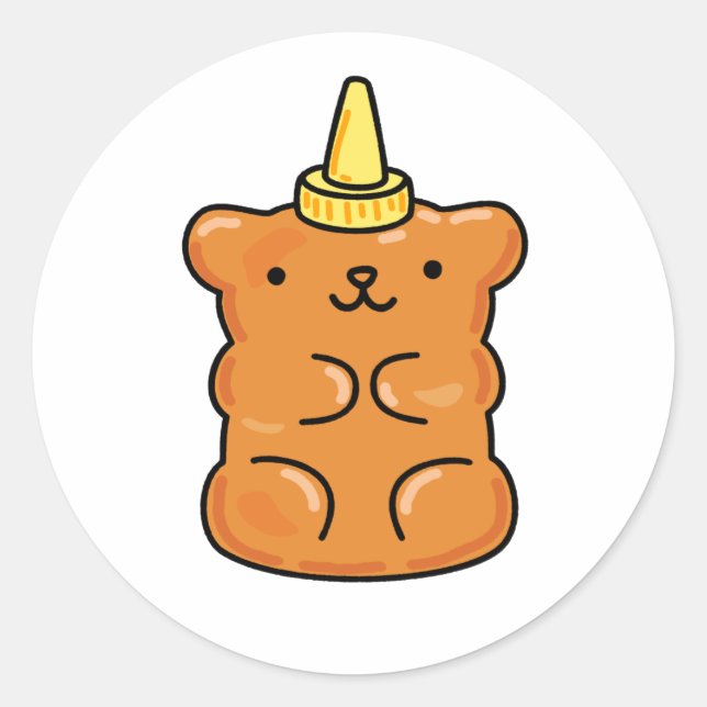 Cute Kawaii Unicorn Gummy Bear Classic Round Sticker (Front)