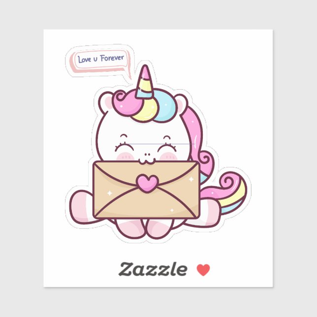 Cute Kawaii Unicorn Love Illustration (Sheet)