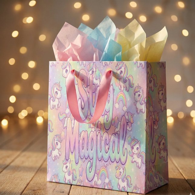 Cute Kawaii Unicorn Pastel Rainbow Magical Large Gift Bag (Creator Uploaded)
