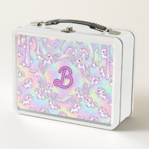 Cute Kawaii Unicorn Pastel Rainbow Magical Metal Lunch Box