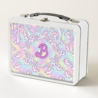Cute Kawaii Unicorn Pastel Rainbow Magical Metal Lunch Box