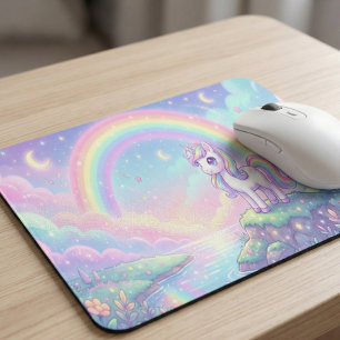 Cute Kawaii Unicorn Pastel Rainbow Magical Mouse Pad