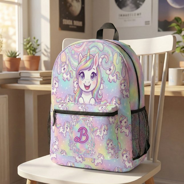 Cute Kawaii Unicorn Pastel Rainbow Magical Printed Backpack (Creator Uploaded)