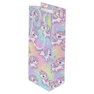 Cute Kawaii Unicorn Pastel Rainbow Magical Wine Gift Bag