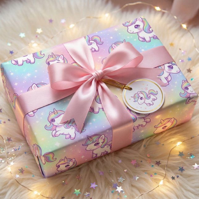 Cute Kawaii Unicorn Pastel Rainbow Magical Wrapping Paper (Creator Uploaded)