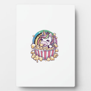 Cute kawaii unicorn with popcorn Long Sleeve T-Shi Plaque