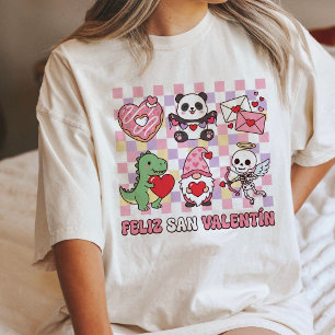 Cute Kawaii Valentine Characters With Hearts Tri-Blend Shirt