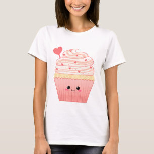 Cute kawaii Valentines heart pink Cupcake T-Shirt