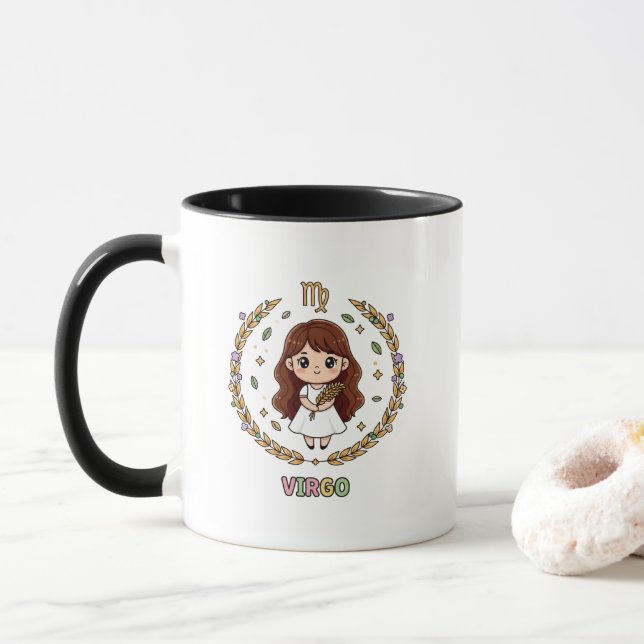 Cute Kawaii Virgo Zodiac Sign Mug (With Donut)