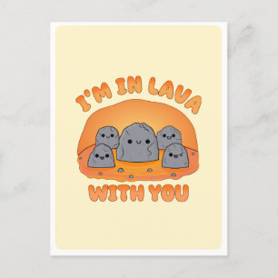 Cute Kawaii Volcanic Lava Stones Pun Love Quote Postcard