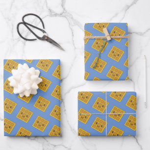 Cute Kawaii Waffle Pattern Wrapping Paper Sheet