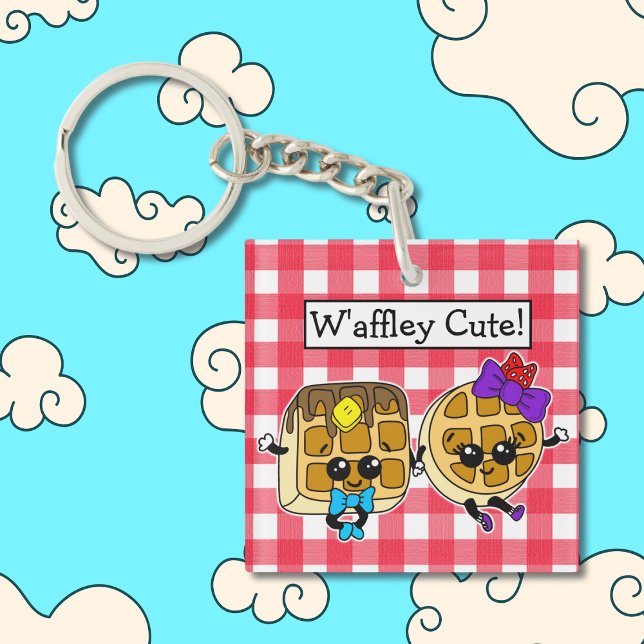 Cute Kawaii Waffle Pun  Key Ring (Creator Uploaded)
