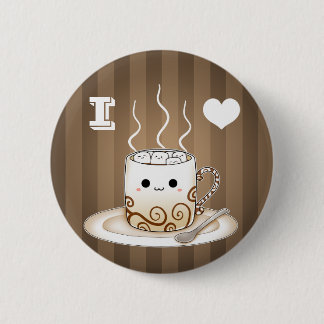 Cute kawaii warm cocoa drink 6 cm round badge
