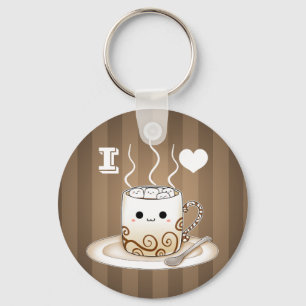 Cute kawaii warm cocoa drink key ring