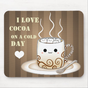 Cute kawaii warm cocoa drink mouse pad
