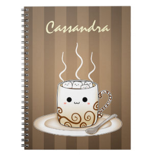 Cute kawaii warm cocoa drink notebook
