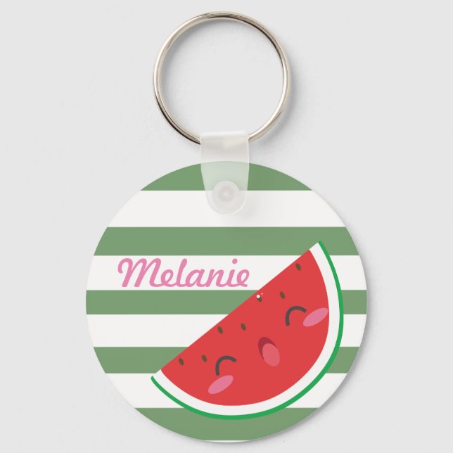 Cute Kawaii Watermelon Personalised Key Ring (Front)