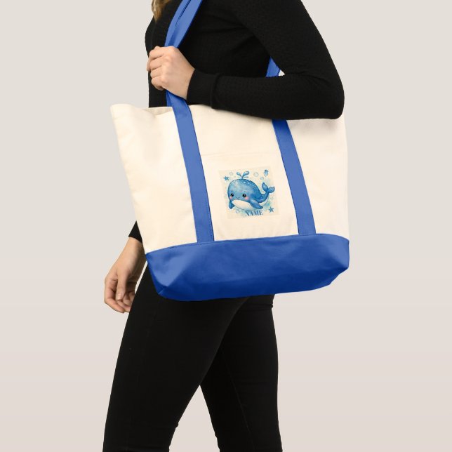 CUTE KAWAII WHALE TOTE BAG (Front (Product))