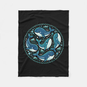 Cute kawaii whales pattern ocean animal sea fleece blanket