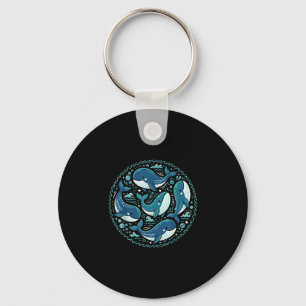 Cute kawaii whales pattern ocean animal sea key ring