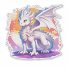 Cute Kawaii White Dragon Sticker for Anime Fans