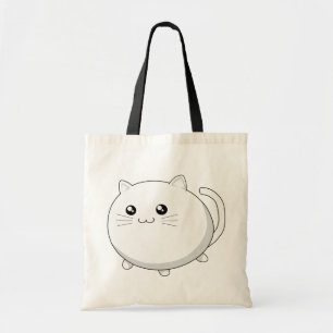 Cute kawaii white kitty cat tote bag