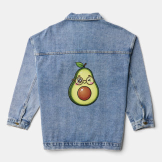 Cute Kawaii Winking Avocado with Glasses Denim Jacket