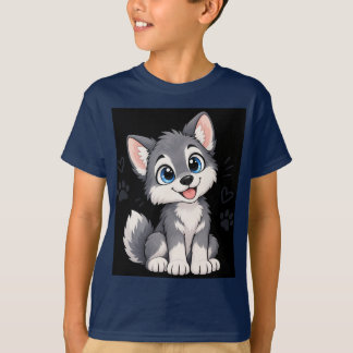 Cute Kawaii Wolf Pup Kids T-Shirt