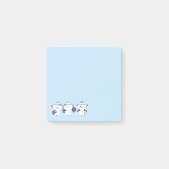 Cute Kawaii Workout Characters Sticky Notes (Front)