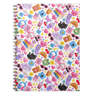 Cute Kawaii Y2K Aesthetic Seamless Pattern – Pink Notebook