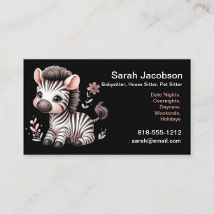 Cute Kawaii Zebra Babysitter House Sitter Pet Business Card