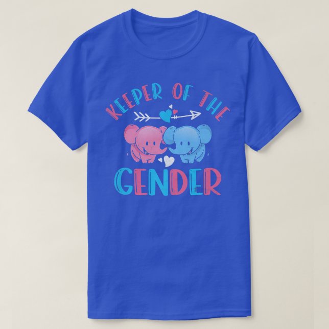 Cute Keeper of the Gender Elephant  Gender Reveal  T-Shirt (Design Front)