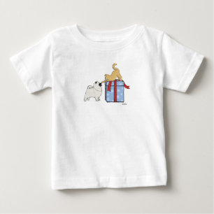 Cute Keeshond Puppy and Kitten Christmas Holiday Baby T-Shirt