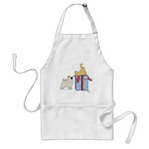 Cute Keeshond Puppy with Kitten Christmas Holiday Standard Apron