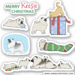Cute Keeshonden Keesies Holiday Vinyl Sticker Set