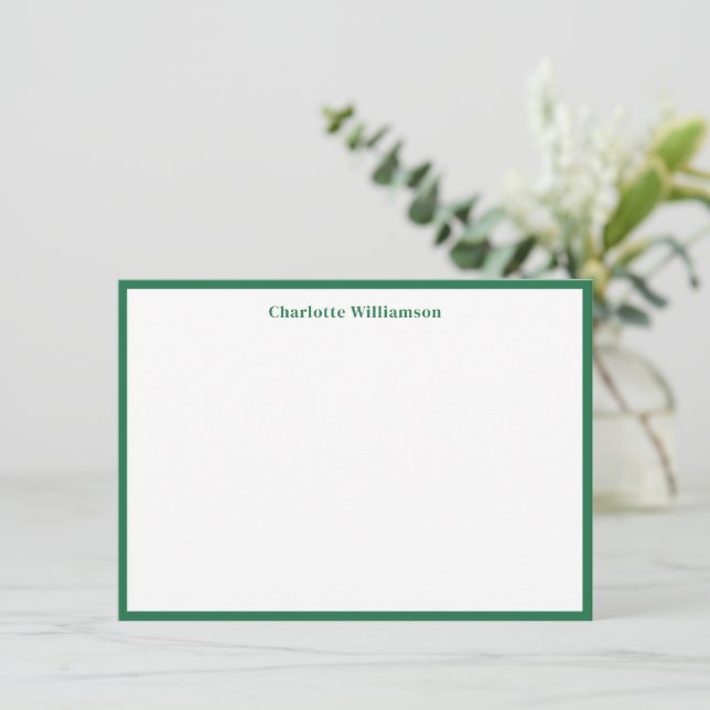 Cute Kelly Green Border Personalised Stationery Thank You Card (Standing Front)