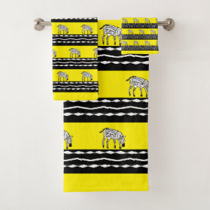 Cute Kenyan Zebras Yellow Bath Towel Set