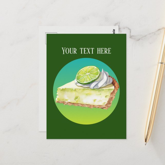 Cute key lime pie add message postcard (Front/Back In Situ)