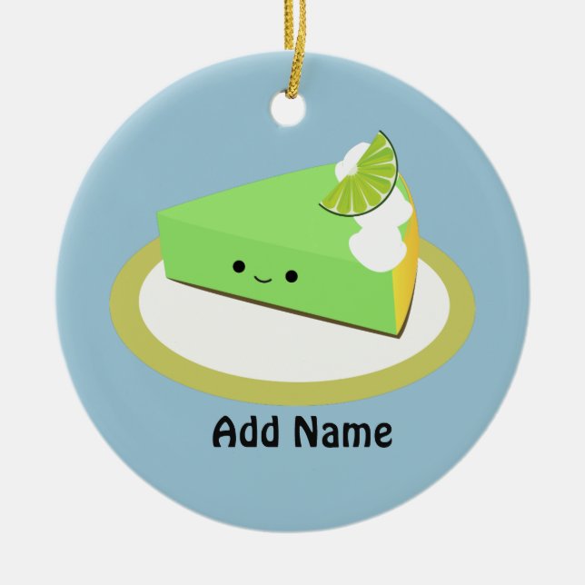 Cute Key Lime Pie Ceramic Tree Decoration (Front)