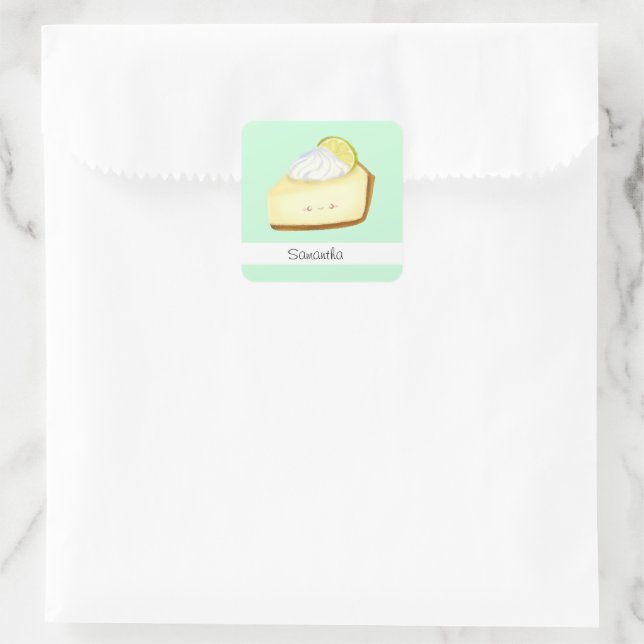 Cute Key Lime Pie Square Sticker (Bag)