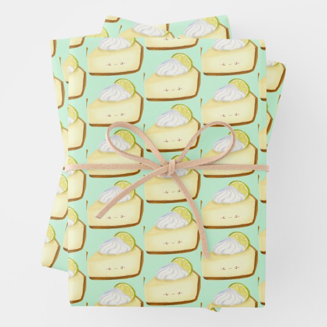 Cute Key Lime Pie Wrapping Paper Sheet (In situ)