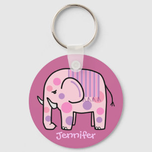 Cute keychain with Pink Elephant and Name
