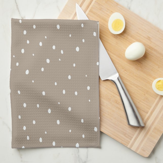 Cute Khaki Polka Dot Tea Towel (Quarter Fold)