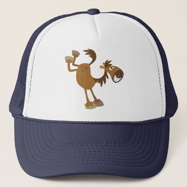 Cute Kicking Cartoon Horse Hat (Front)