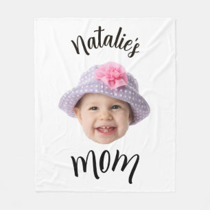  Cute Kid Baby Face Photo Child Name Mom  Fleece Blanket