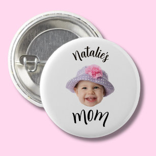 Cute Kid Baby Face Photo Child Name Mum 3 Cm Round Badge